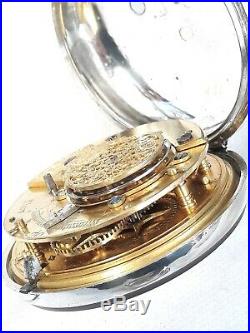 Verge watch. Pair case BIG HEAVY Silver! (FULL WORKING ORDER) 1857