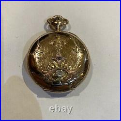 Very Nice 6 Size Multicolored Case With Diamond Elgin Hunter Case Pocket Watch