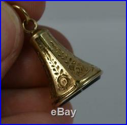 Victorian Gold Cased Banded Agate Pocket Watch Fob Seal Pendant t0416