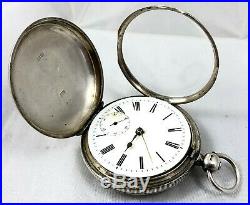 Victorian Waltham Sterling Silver Cased Full Hunter Pocket Watch Birm 1884