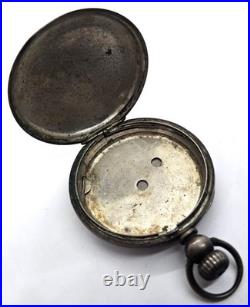 Victorian silver plated etched military hunting motif antique pocket watch case