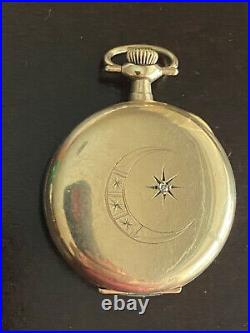 Vintage 0 Size Elgin Pocket Watch, Gr. 320, Diamond On Case, Keeping Time Year 1912
