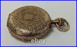 Vintage 14 KT Gold Hunter Case Ladies Pocket Watch 38 MM 199952R