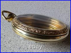 Vintage 14k Rare Green Gf Pyramid Bow Art Deco Open Face Dueber Pocketwatch Case