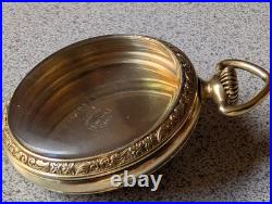 Vintage 14k Rare Green Gf Pyramid Bow Art Deco Open Face Dueber Pocketwatch Case