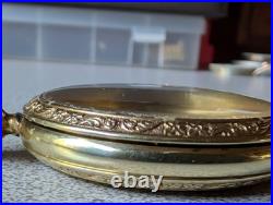 Vintage 14k Rare Green Gf Pyramid Bow Art Deco Open Face Dueber Pocketwatch Case