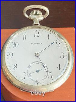 Vintage 16 Size Patria Swiss Pocket Watch, Keeping Time, Case Is 49.7mm
