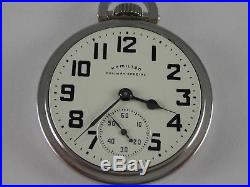 Vintage 16s Hamilton 992B Rail Road 21j pocket watch. Made 1956. Stainless case