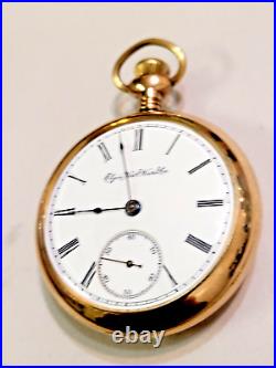 Vintage 1888 Elgin Pocket Watch, Train Case, Size 18, Gold Filled case