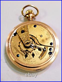 Vintage 1888 Elgin Pocket Watch, Train Case, Size 18, Gold Filled case