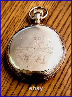 Vintage 1895 16 Size 15 Jewels Embossed Case ELGIN Pocket Watch Hunter Case