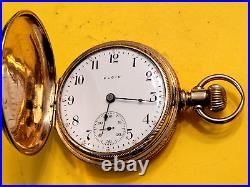 Vintage 1895 16 Size 15 Jewels Embossed Case ELGIN Pocket Watch Hunter Case