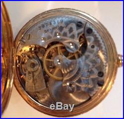 Vintage 1899 Elgin 14K Yellow Gold Pocket Watch 7j, 6s Double Hunter Case