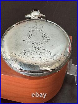 Vintage 18 Size 4 Oz. Coin Silver Pocket Watch Case, Key Wind / Key Set Heavy