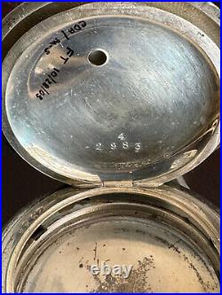 Vintage 18 Size 4 Oz. Coin Silver Pocket Watch Case, Key Wind / Key Set Heavy