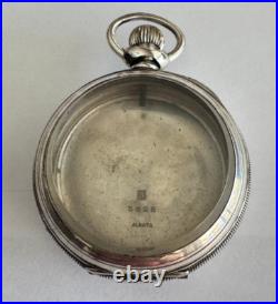 Vintage 18 Size Alabata Sterling Silver Pocket Watch Case Lever & Pendant Set