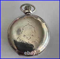 Vintage 18 Size Alabata Sterling Silver Pocket Watch Case Lever & Pendant Set