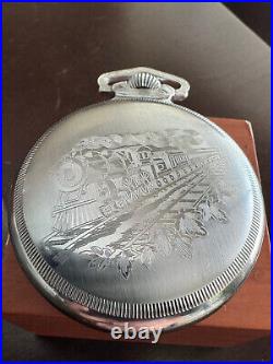 Vintage 18 Size Defiance Locomotive Pocket Watch Case Pendant And Lever Set