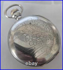 Vintage 18 Size Dueber 3oz Coin Silver Pocket Watch Case Pendent & Lever Set