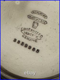 Vintage 18 Size Keystone Silveroid Pocket Watch Case Pendant & Lever Set