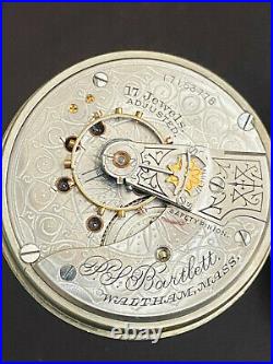 Vintage 18s Waltham Pocket Watch, Gr. P. S. Barlett, Swing Out Case, Keeping Time