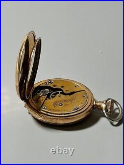 Vintage 1902 Hampden Ladies Hunter Case Gold Fill Pocket Watch Working Clean