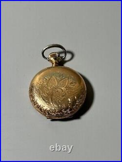 Vintage 1902 Hampden Ladies Hunter Case Gold Fill Pocket Watch Working Clean