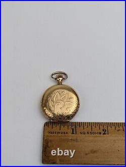 Vintage 1902 Hampden Ladies Hunter Case Gold Fill Pocket Watch Working Clean