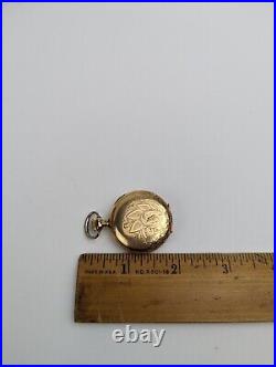 Vintage 1902 Hampden Ladies Hunter Case Gold Fill Pocket Watch Working Clean