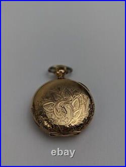 Vintage 1902 Hampden Ladies Hunter Case Gold Fill Pocket Watch Working Clean