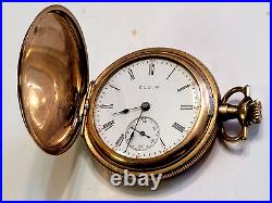 Vintage 1911 Elgin Size 0 Ladies Full Hunting Gold Filled Case Pocket Watch