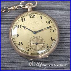 Vintage 1914 Longines Pocket Watch 14K Gold Fill Case 17 Jewel AsIs Parts/repair