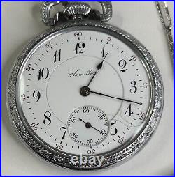 Vintage 1917 Hamilton 974 Pocket Watch Two Tone Bar Over Crown Case withChain
