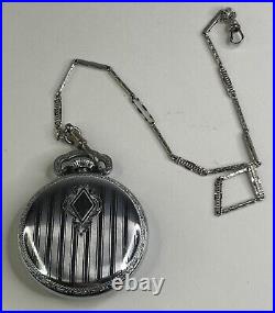 Vintage 1917 Hamilton 974 Pocket Watch Two Tone Bar Over Crown Case withChain