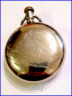 Vintage 1917 Waltham Size 18 Pocket Watch 15 Jewels with Train/Locomotive Case