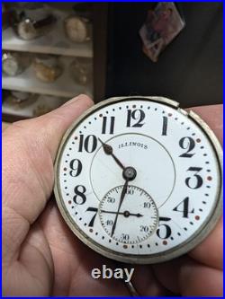 Vintage 1918 Illinois Pocket Watch Grade 306 16s 19j Openface Nickel Case READ