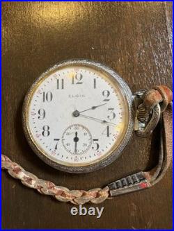 Vintage 1920 Elgin 12s Pocket Watch 15J Grade 315 Defiance Art Deco Case RUNS