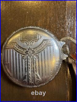 Vintage 1920 Elgin 12s Pocket Watch 15J Grade 315 Defiance Art Deco Case RUNS