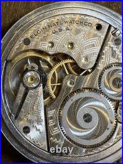 Vintage 1920 Elgin 12s Pocket Watch 15J Grade 315 Defiance Art Deco Case RUNS