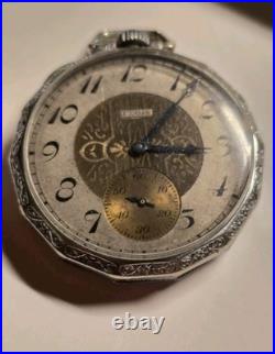 Vintage 1924 Elgin Pocket Watch 15J Art Deco Decagon Case RUNS EXCELLENT