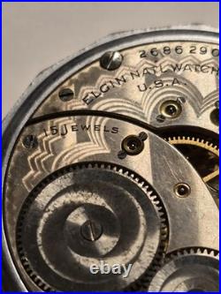 Vintage 1924 Elgin Pocket Watch 15J Art Deco Decagon Case RUNS EXCELLENT