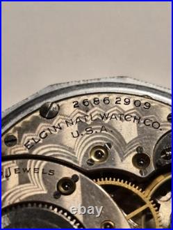 Vintage 1924 Elgin Pocket Watch 15J Art Deco Decagon Case RUNS EXCELLENT