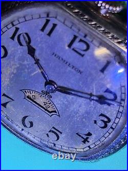 Vintage 1934 Hamilton Pocket Watch Gr. 912 Secometer 14k GF Case Keeps Time