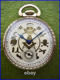 Vintage 1948 Elgin Masonic Pocket Watch Grade 575 Rr Case 4 Adjustments