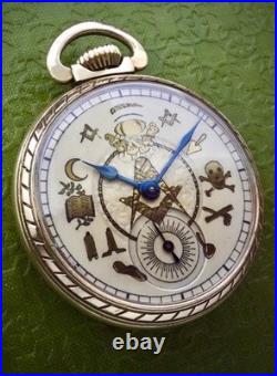 Vintage 1948 Elgin Masonic Pocket Watch Grade 575 Rr Case 4 Adjustments