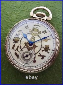 Vintage 1948 Elgin Masonic Pocket Watch Grade 575 Rr Case 4 Adjustments