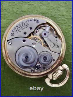 Vintage 1948 Elgin Masonic Pocket Watch Grade 575 Rr Case 4 Adjustments