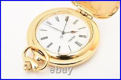 Vintage 1993 N MINT Box Seiko Pocket Watch 7N21-0A00 Gold Full Hunter 45mm