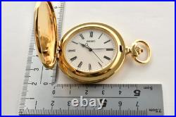 Vintage 1993 N MINT withBox Seiko Pocket Watch 7N21-0A00 Gold Full Hunter 44mm