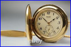 Vintage 1996 Seiko Pocket Watch 7N07-0010 Gold Small Seconds Quartz JDM JAPAN